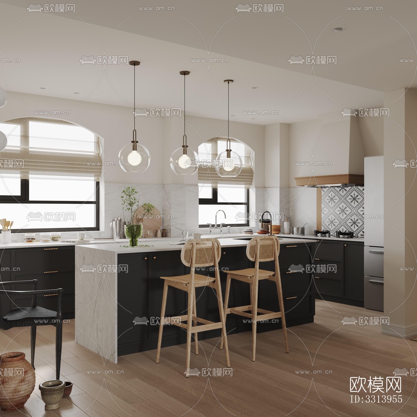 现代客餐厅效果图下载（渲染图11）