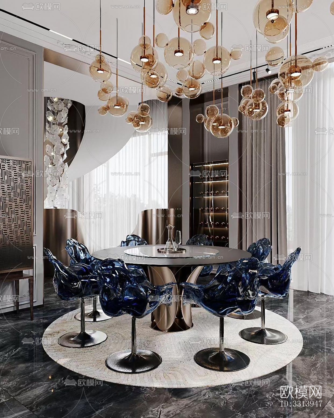 现代客餐厅效果图下载（渲染图1）