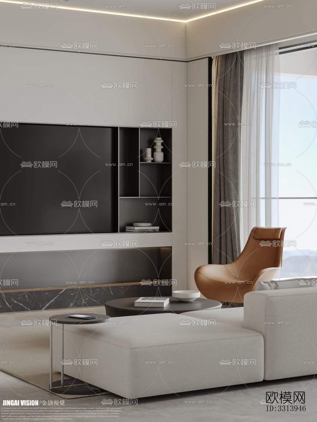 现代客餐厅效果图下载（渲染图5）