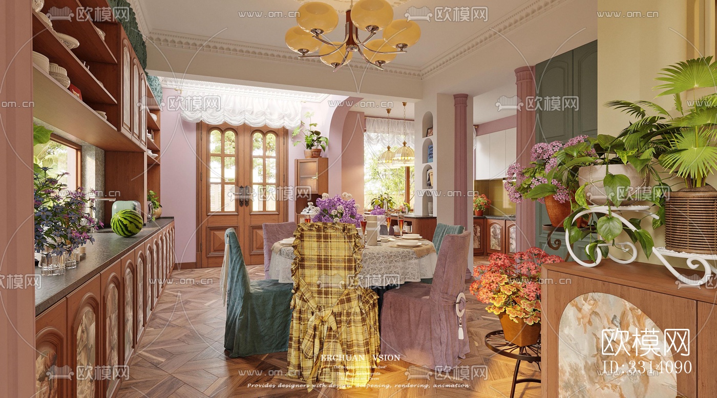 现代客餐厅效果图下载（渲染图9）