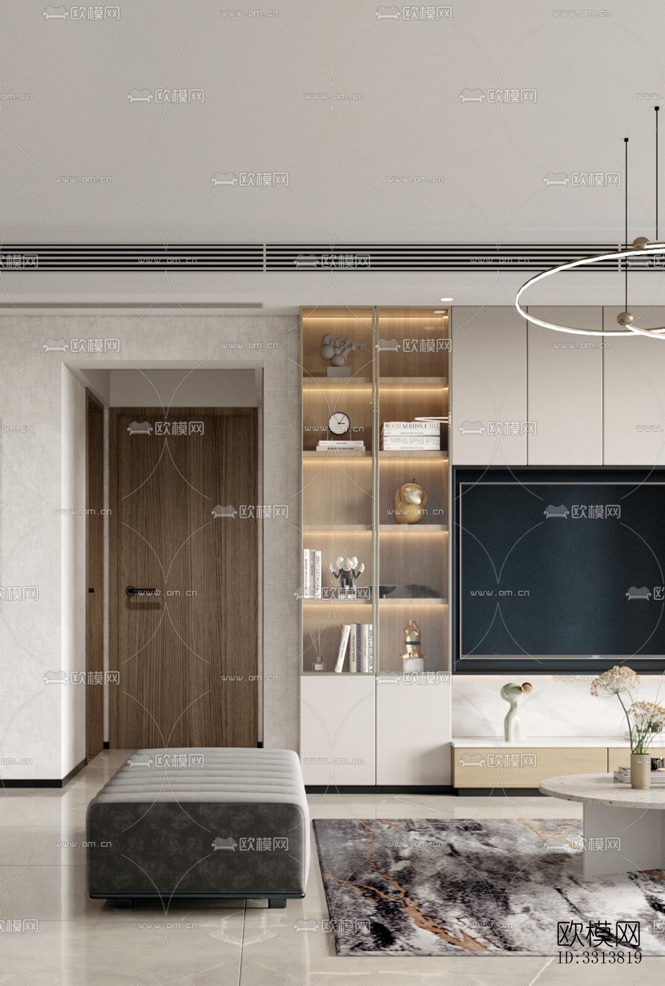 现代客餐厅效果图下载（渲染图2）