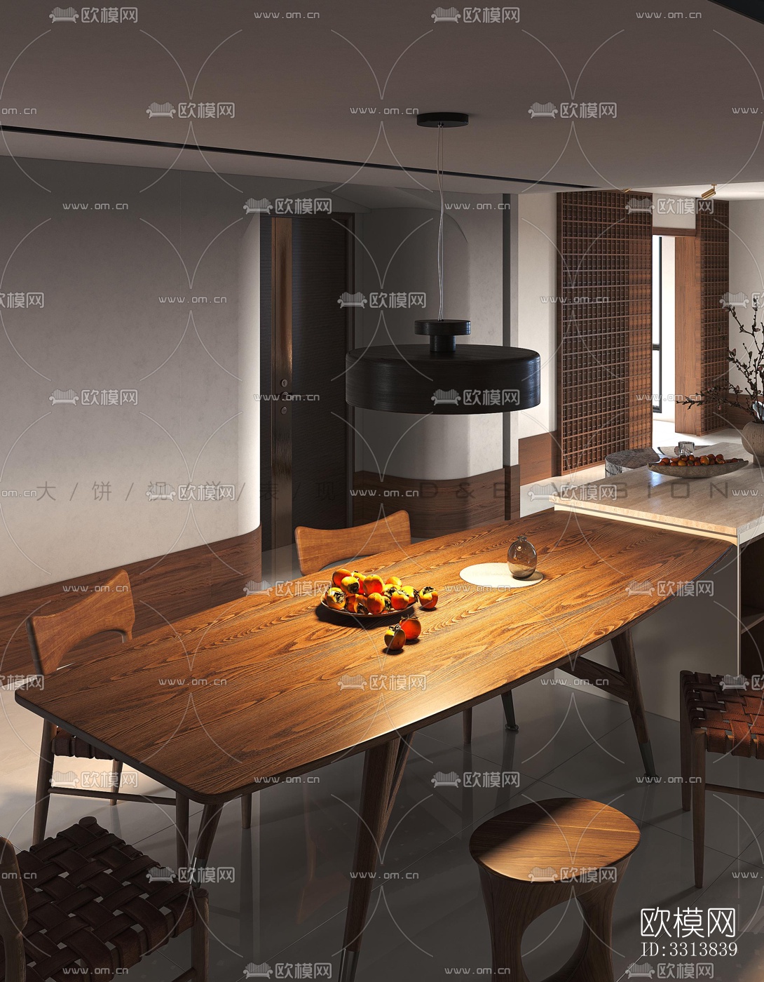 现代客餐厅效果图下载（渲染图8）