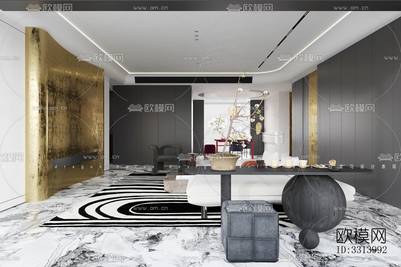 现代客餐厅效果图下载（渲染图6）