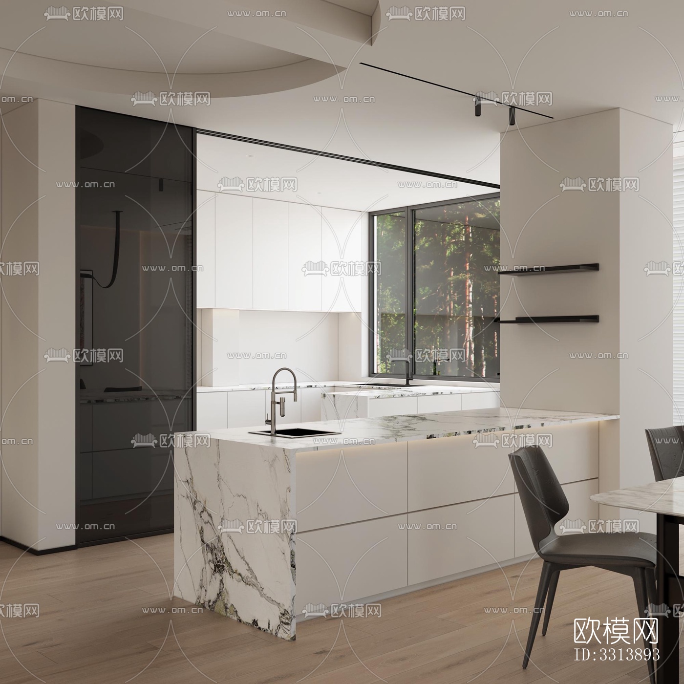 现代客餐厅效果图下载（渲染图5）