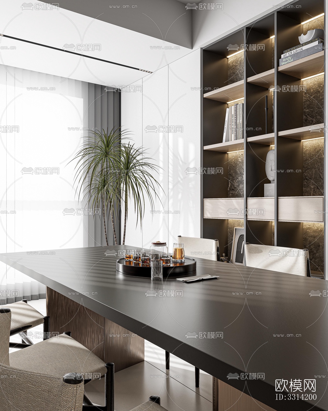 现代客餐厅效果图下载（渲染图7）