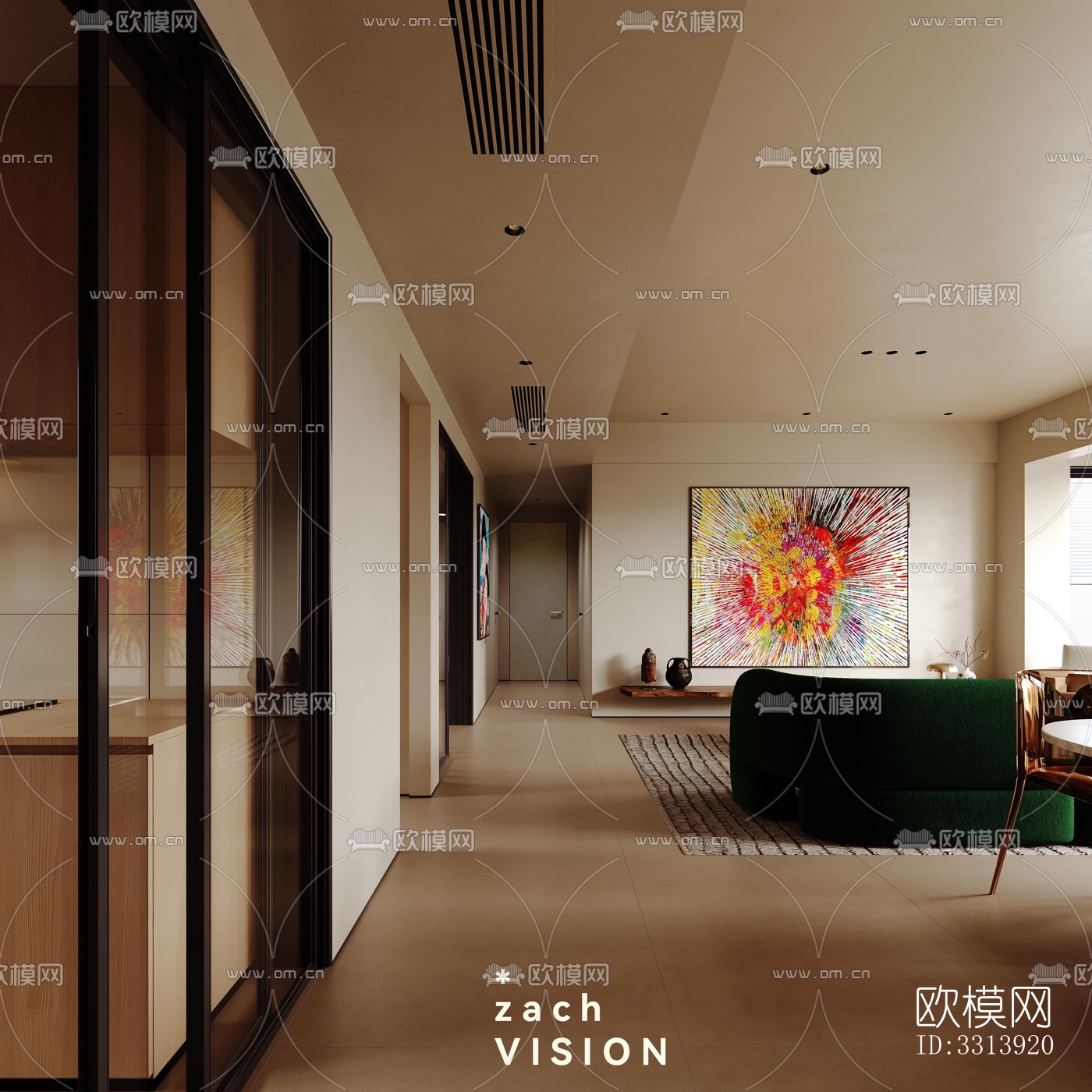 现代客餐厅效果图下载（渲染图6）