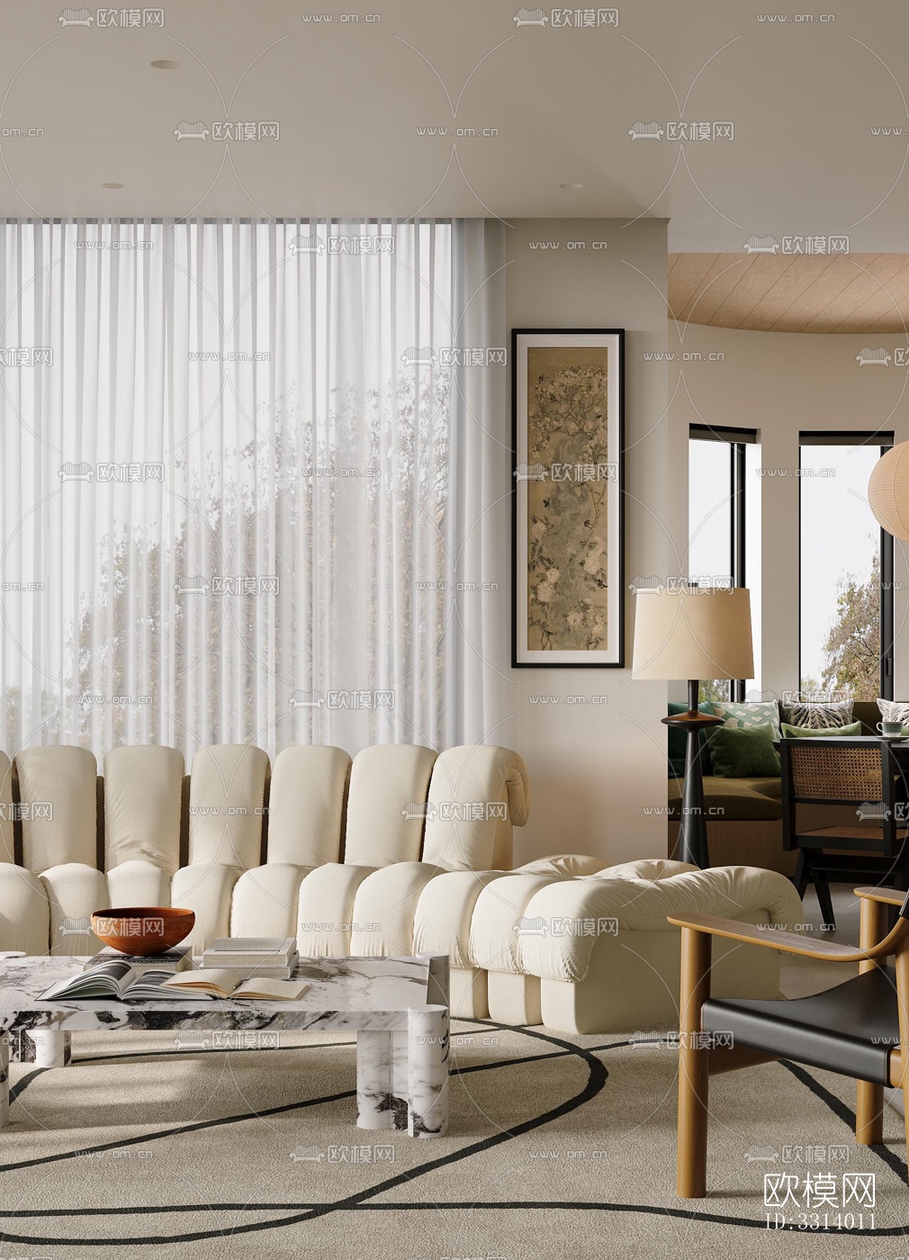 现代客餐厅效果图下载（渲染图4）