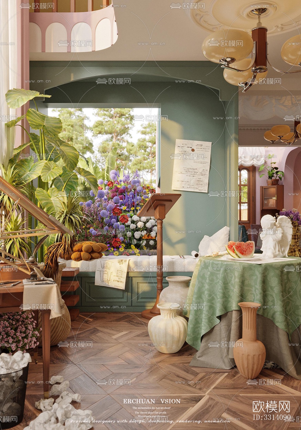 现代客餐厅效果图下载（渲染图15）