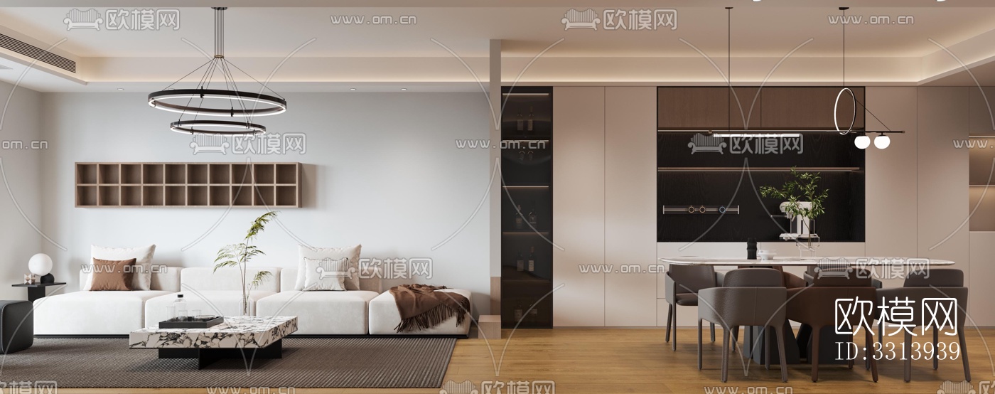 现代客餐厅效果图下载（渲染图11）