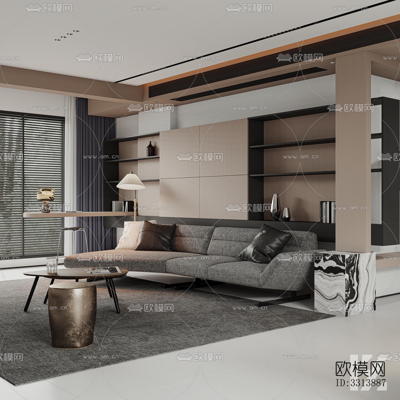 现代客餐厅效果图下载（渲染图4）