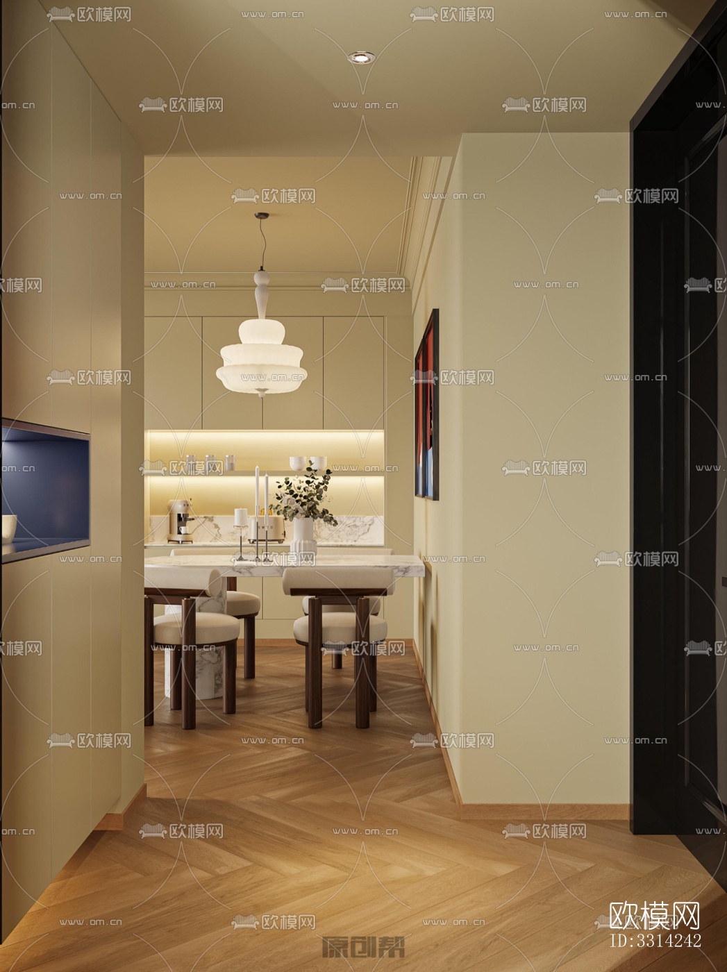 现代客餐厅效果图下载（渲染图3）