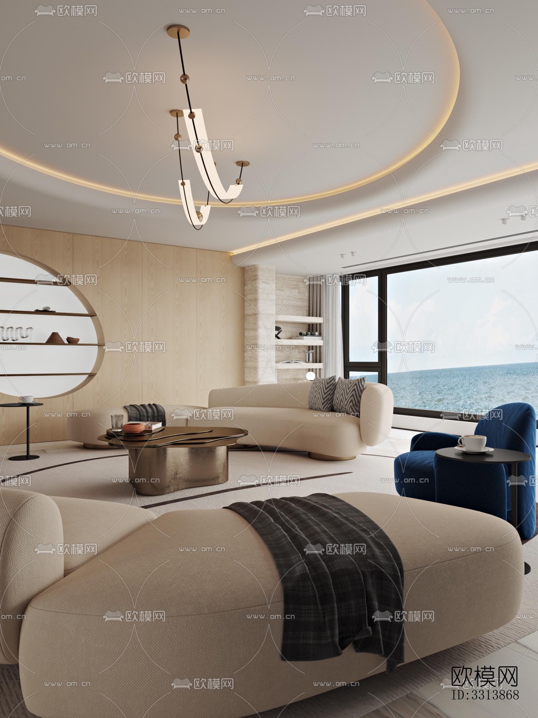 现代客餐厅效果图下载（渲染图6）