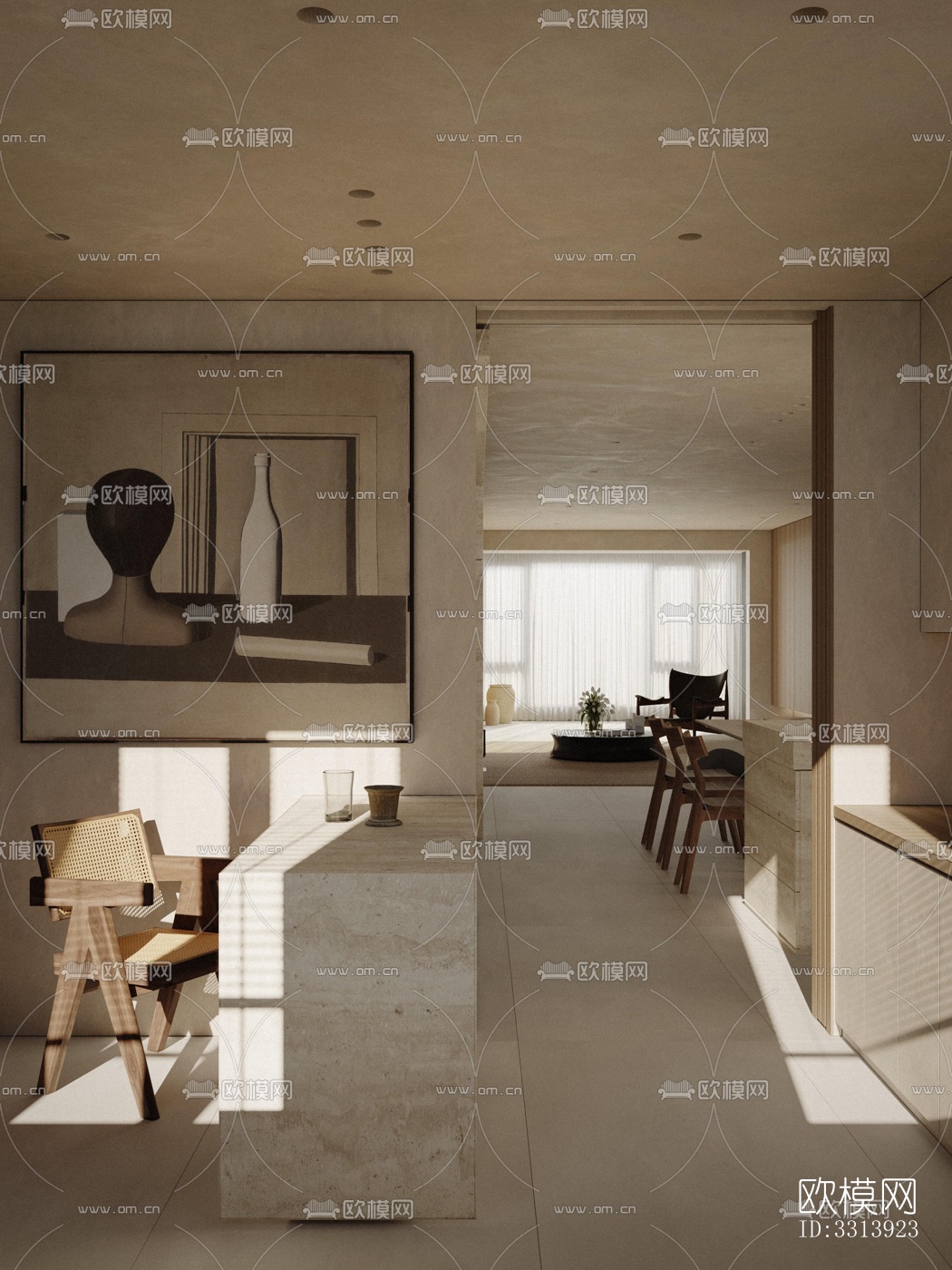 现代客餐厅效果图下载（渲染图7）