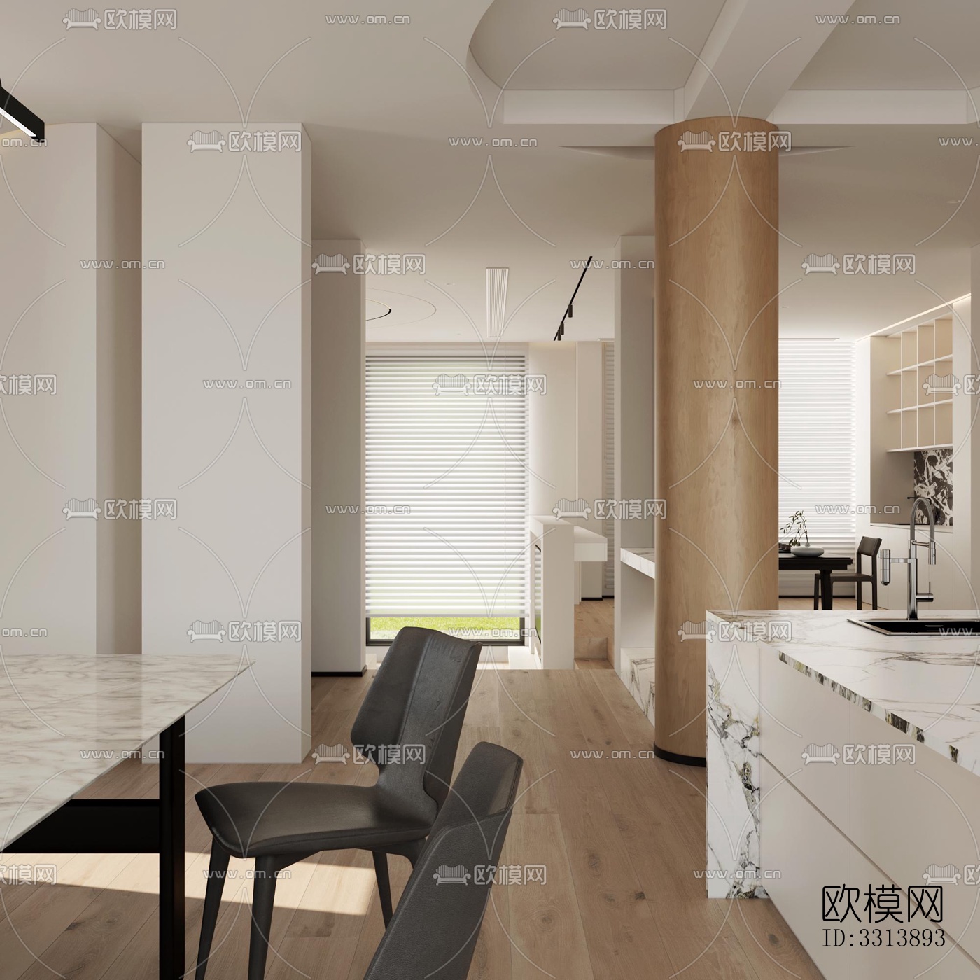 现代客餐厅效果图下载（渲染图3）