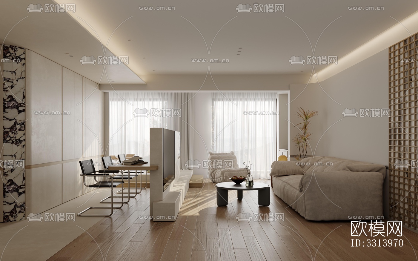 现代客餐厅效果图下载（渲染图10）