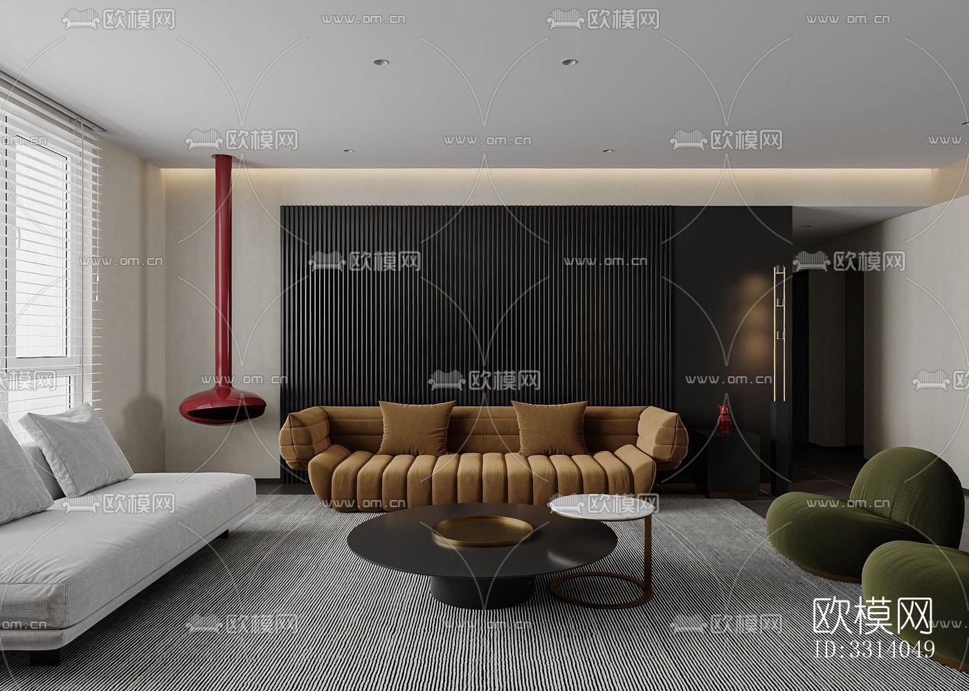 现代客餐厅效果图下载（渲染图1）