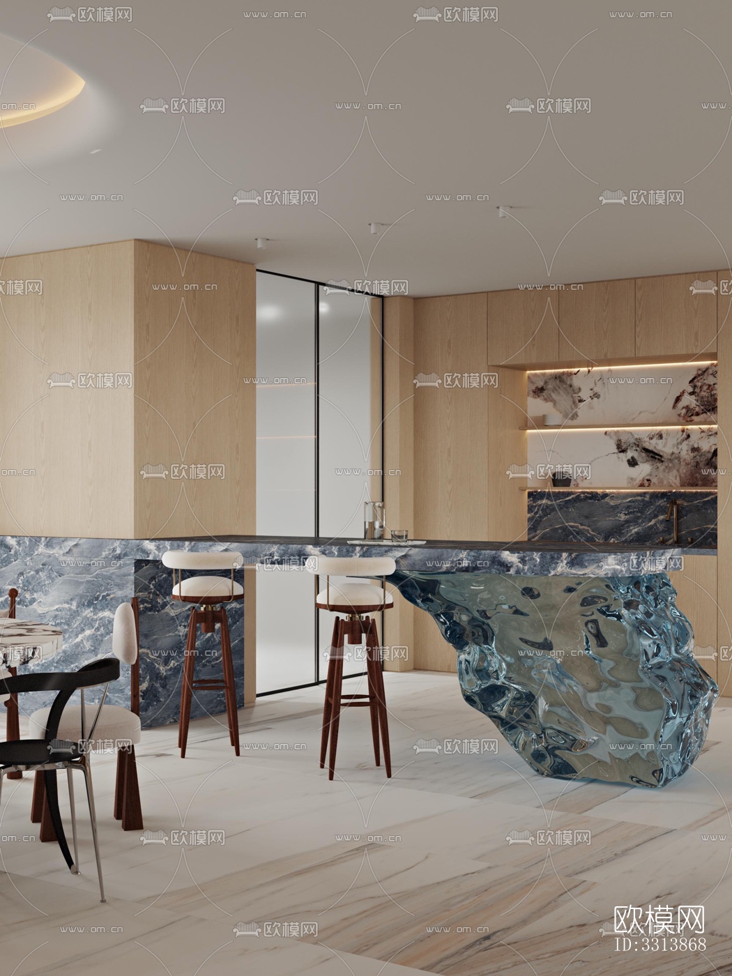 现代客餐厅效果图下载（渲染图1）