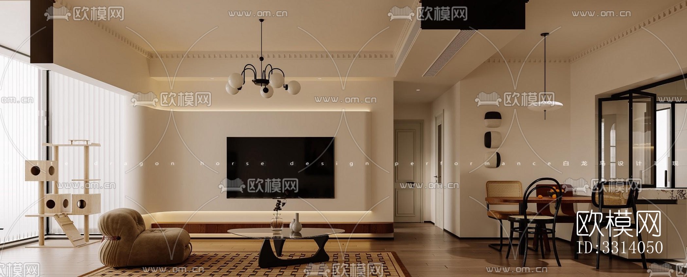 现代客餐厅效果图下载（渲染图3）