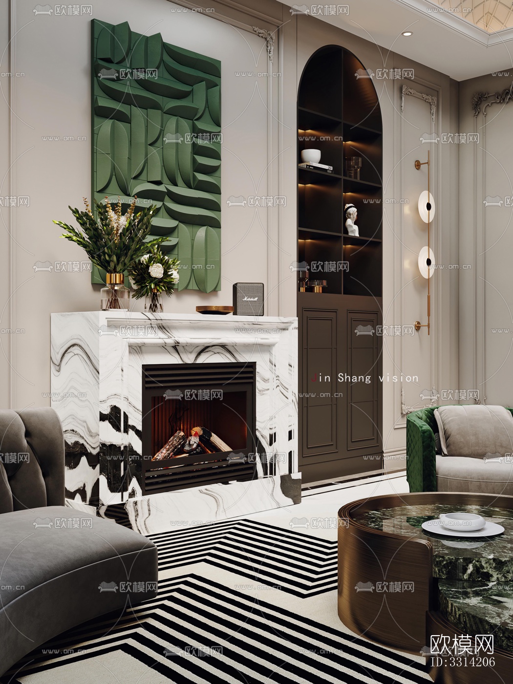 现代客餐厅效果图下载（渲染图7）