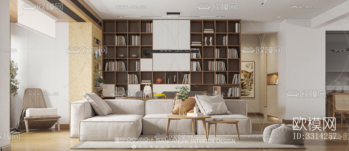 现代客餐厅效果图下载（渲染图1）