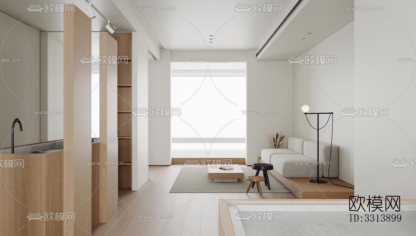 现代客餐厅效果图下载（渲染图1）