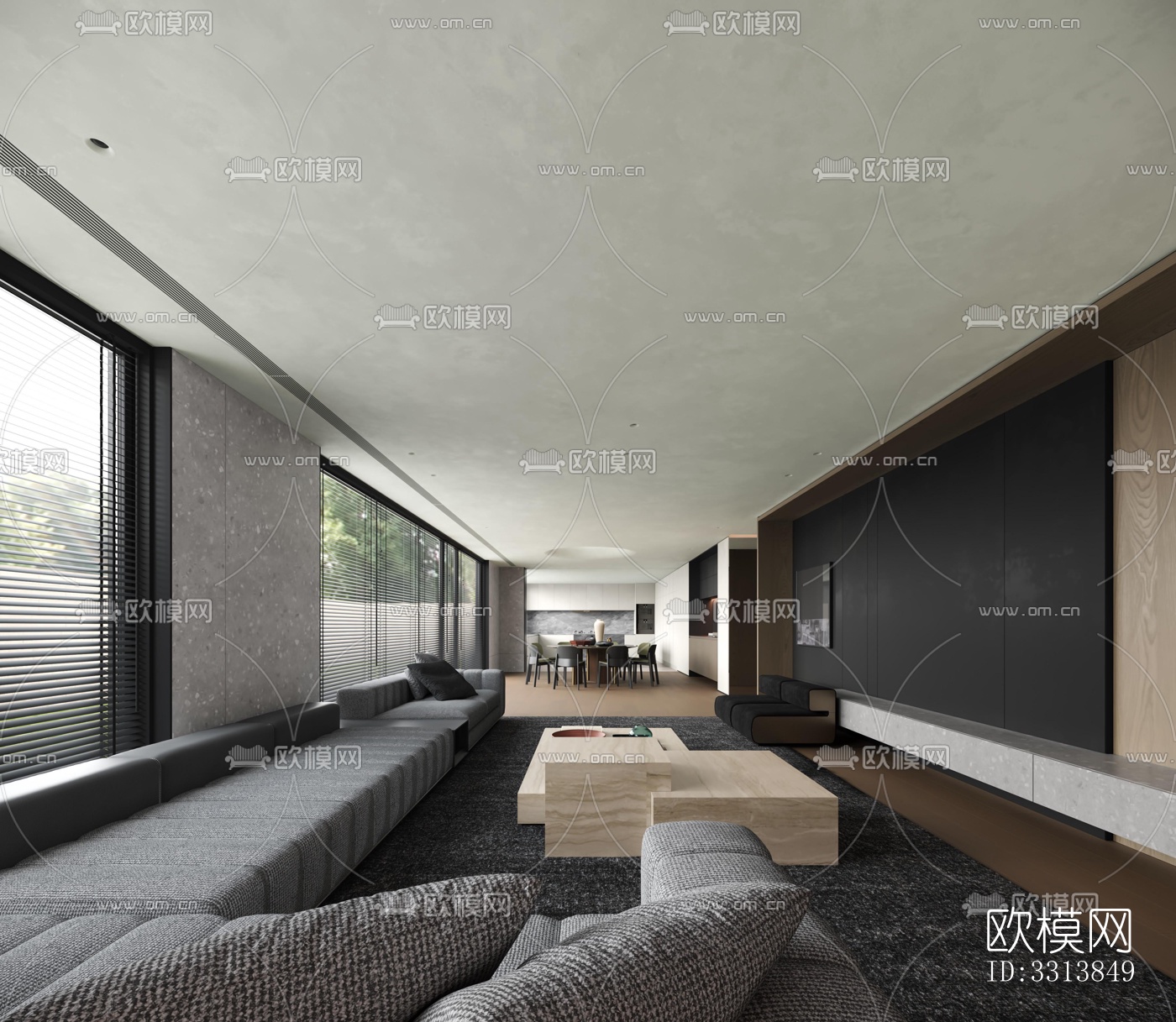 现代客餐厅效果图下载（渲染图4）