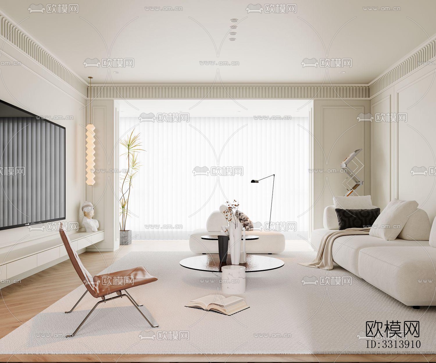 现代客餐厅效果图下载（渲染图1）