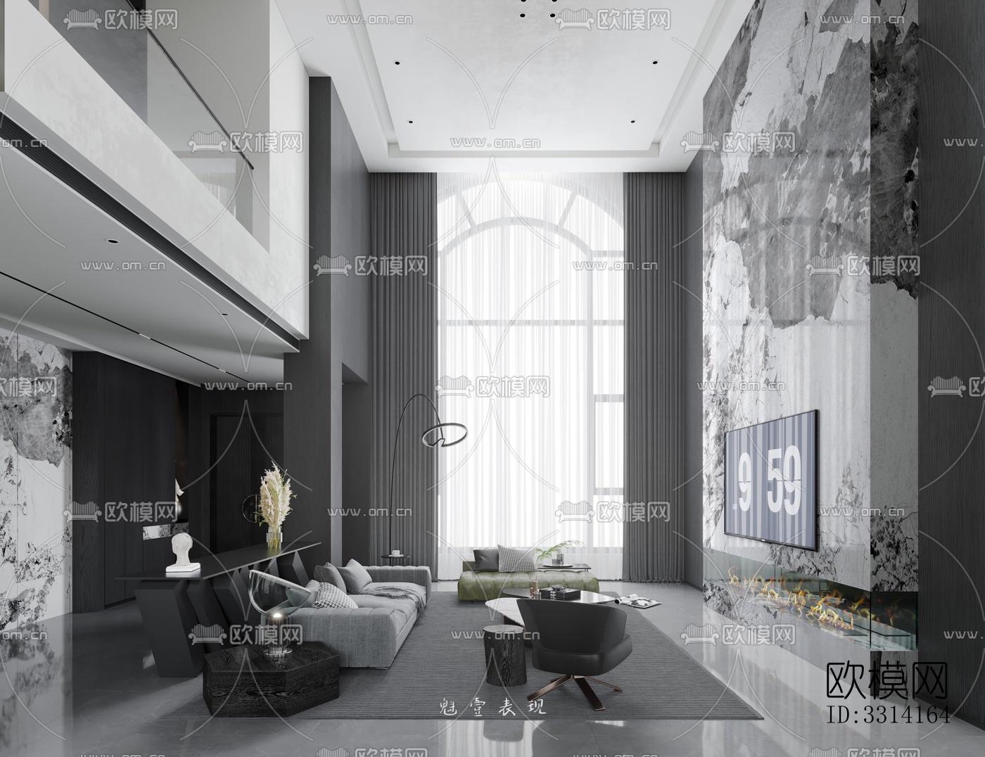 现代客餐厅效果图下载（渲染图4）