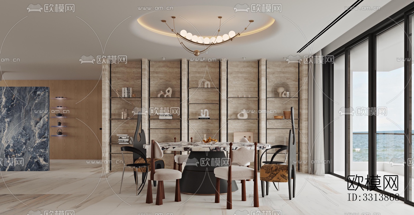 现代客餐厅效果图下载（渲染图3）