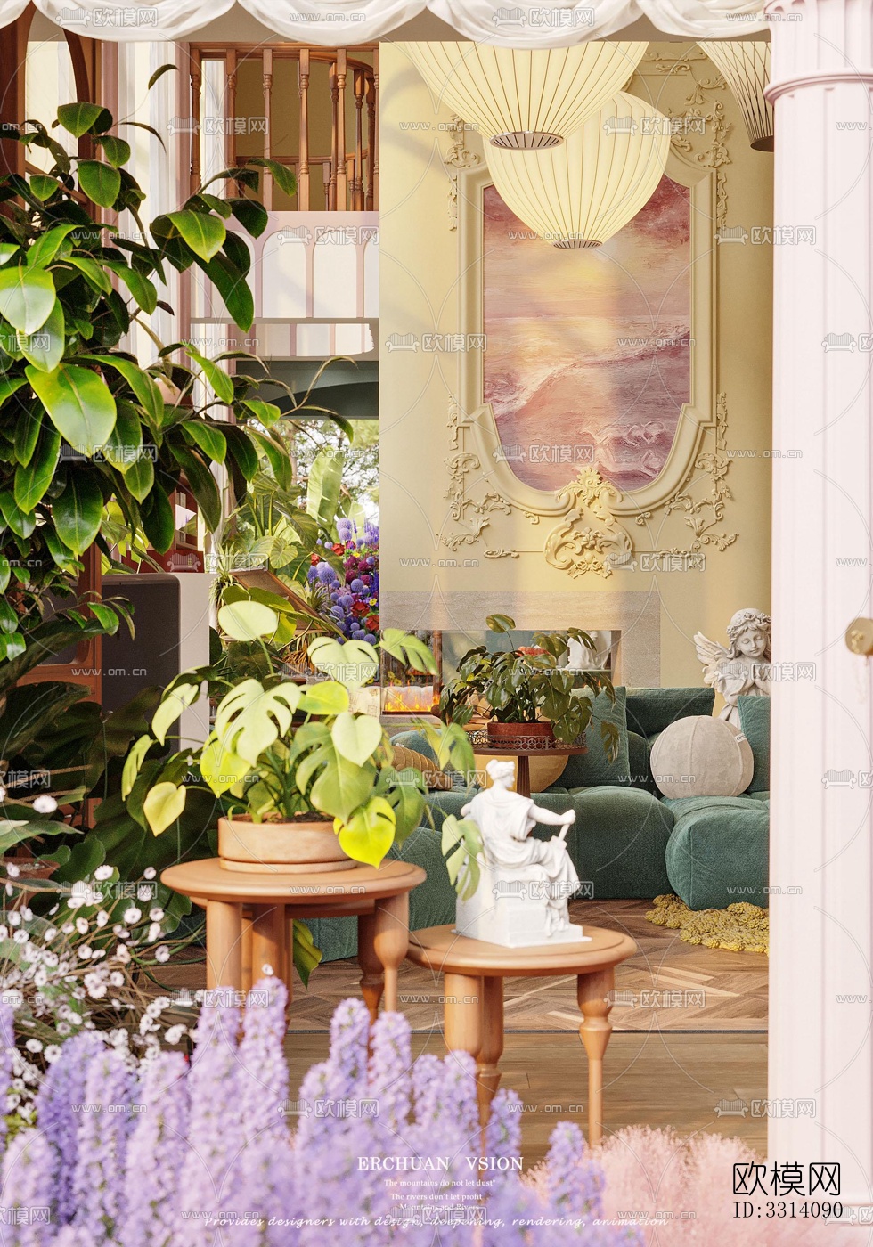 现代客餐厅效果图下载（渲染图5）