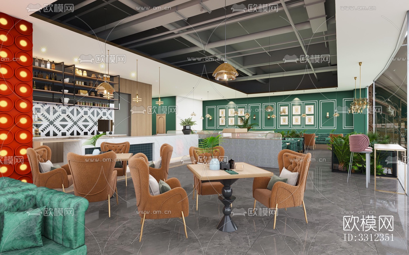 现代西餐厅效果图下载（渲染图3）