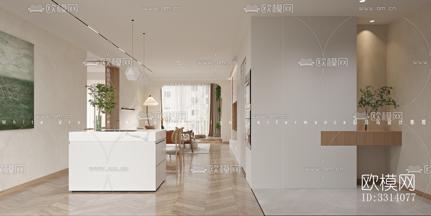 现代客餐厅效果图下载（渲染图3）