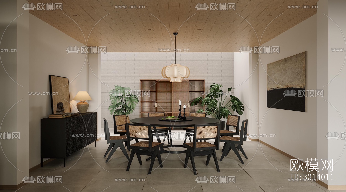 现代客餐厅效果图下载（渲染图2）