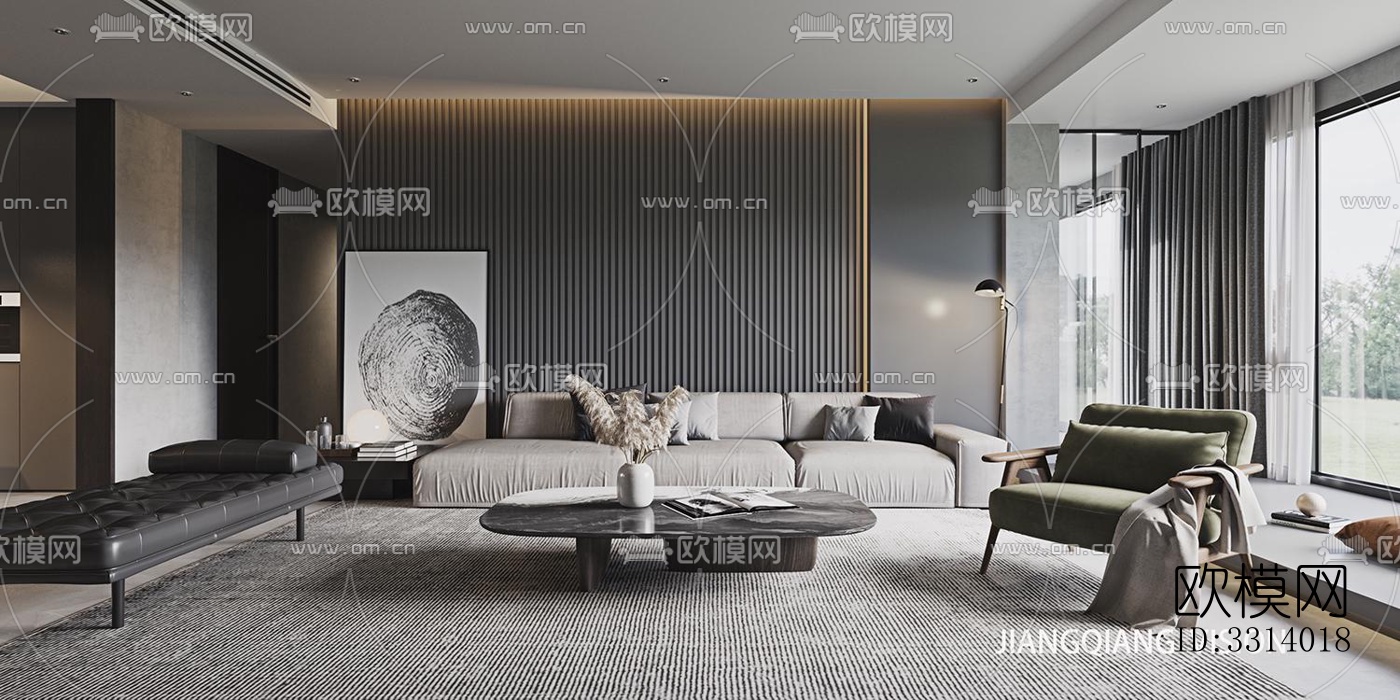 现代客餐厅效果图下载（渲染图4）