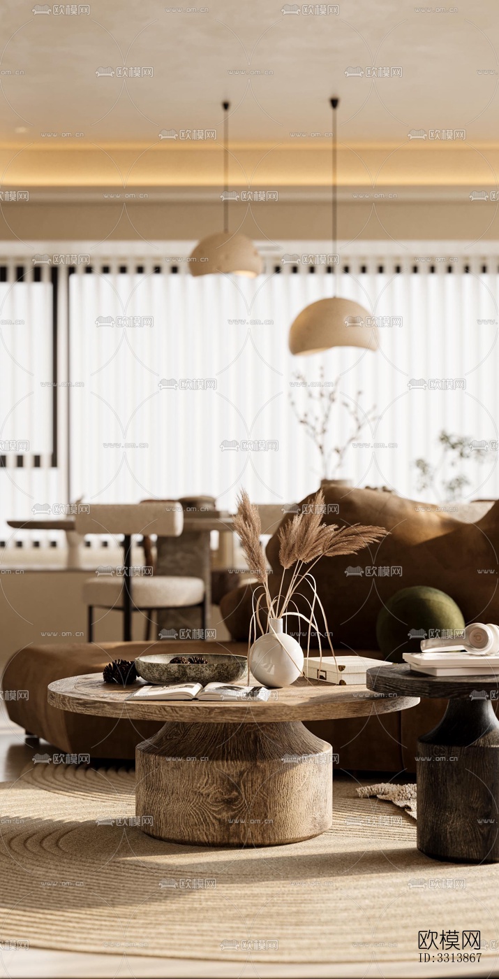 现代客餐厅效果图下载（渲染图1）