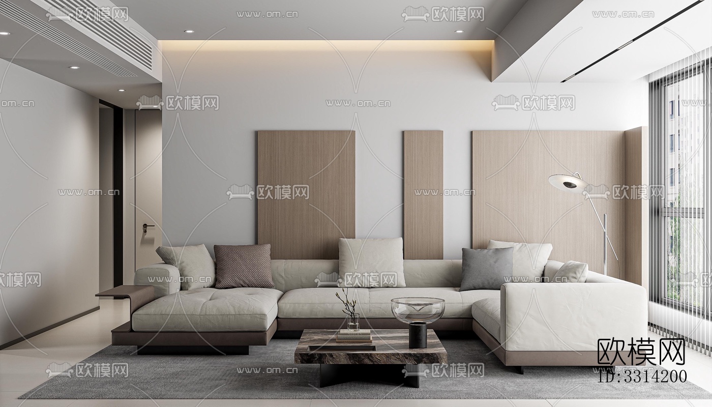 现代客餐厅效果图下载（渲染图1）