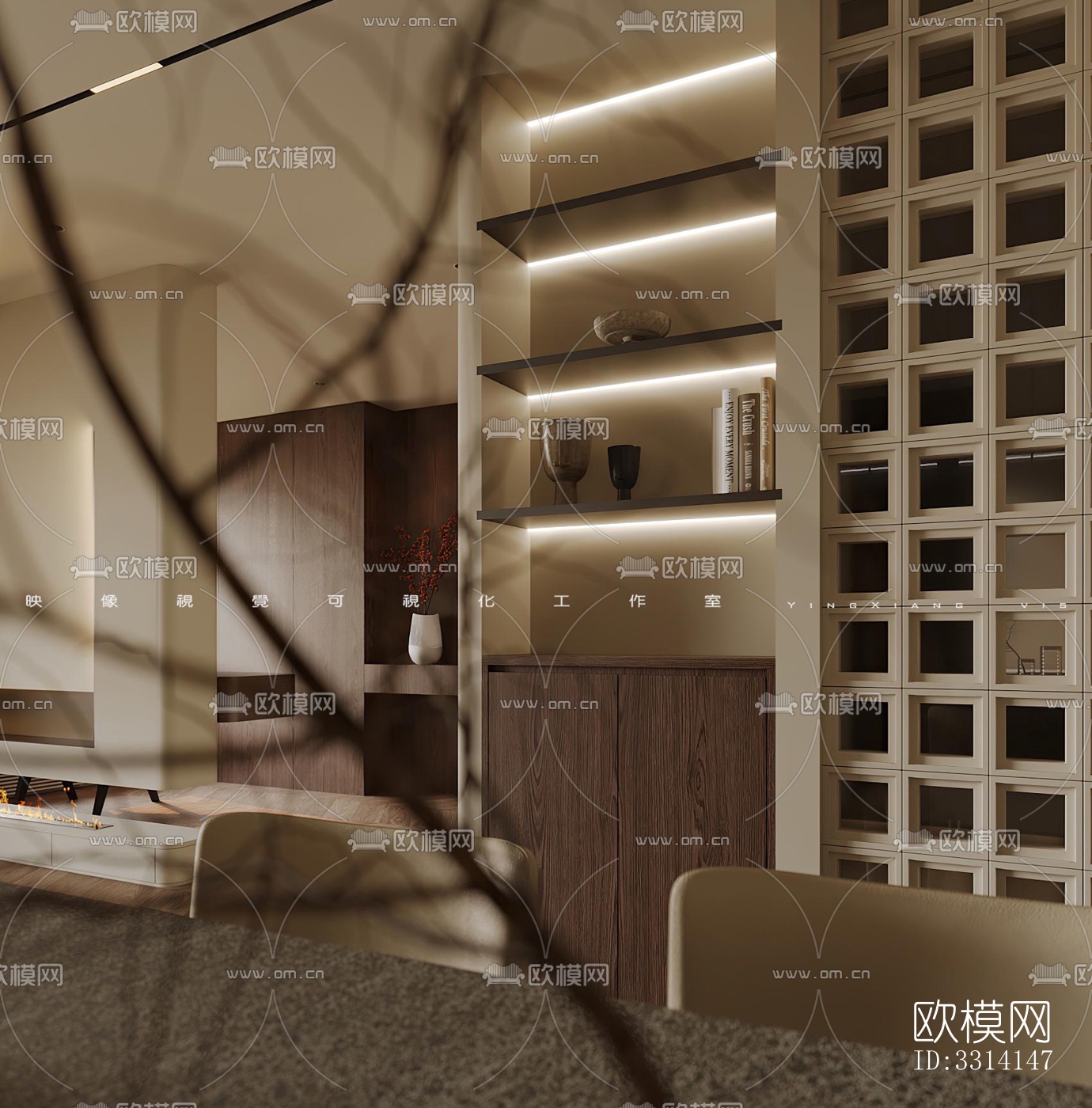 现代客餐厅效果图下载（渲染图4）