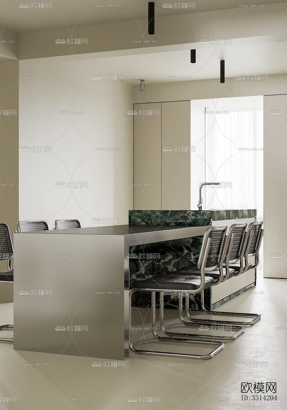 现代客餐厅效果图下载（渲染图4）