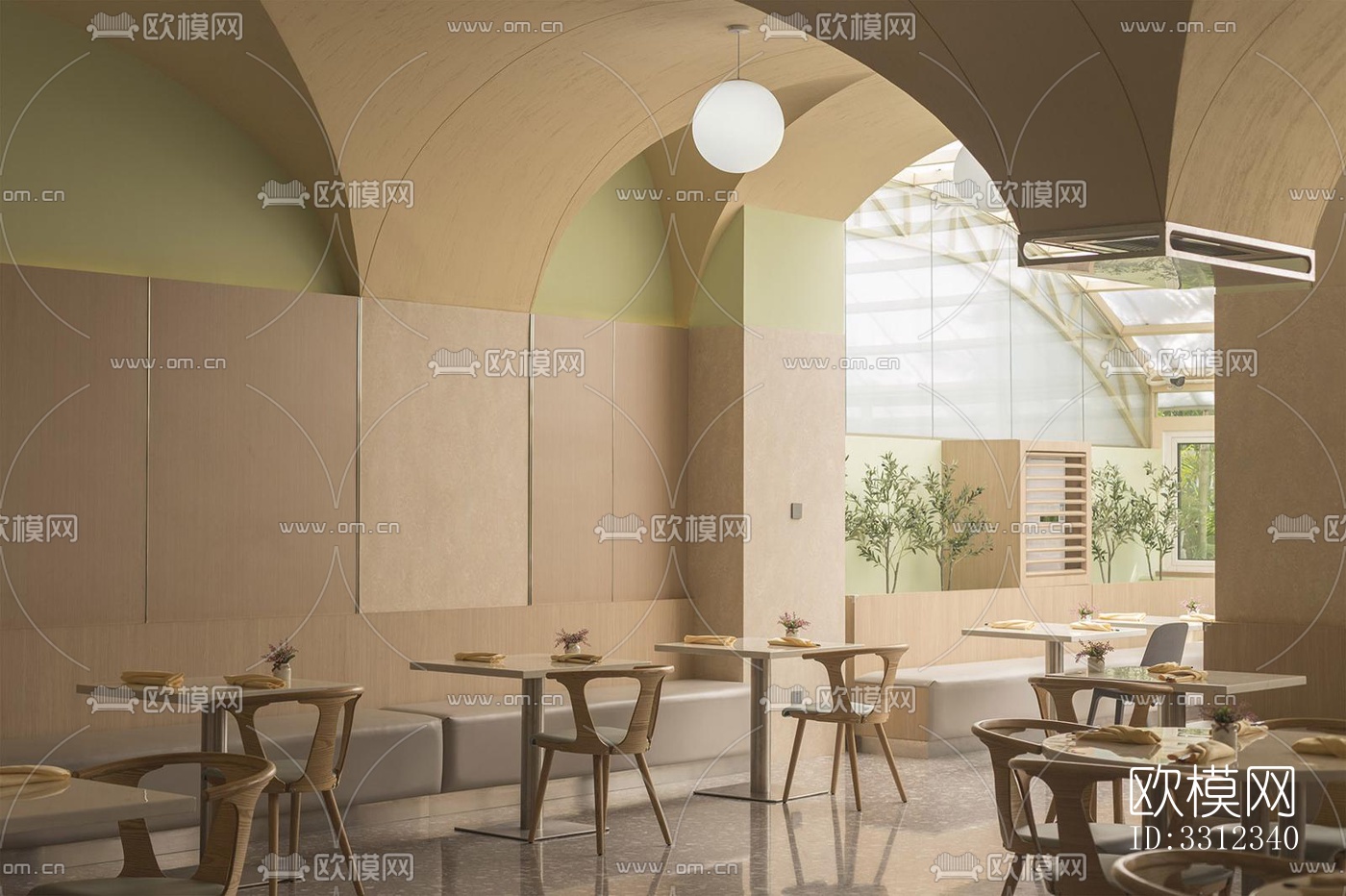 现代自助餐厅效果图下载（渲染图4）