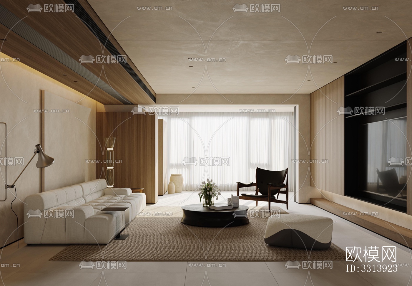 现代客餐厅效果图下载（渲染图1）