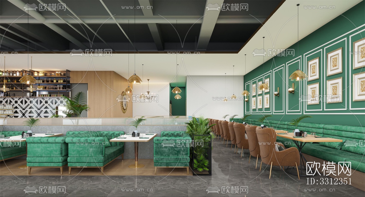现代西餐厅效果图下载（渲染图4）