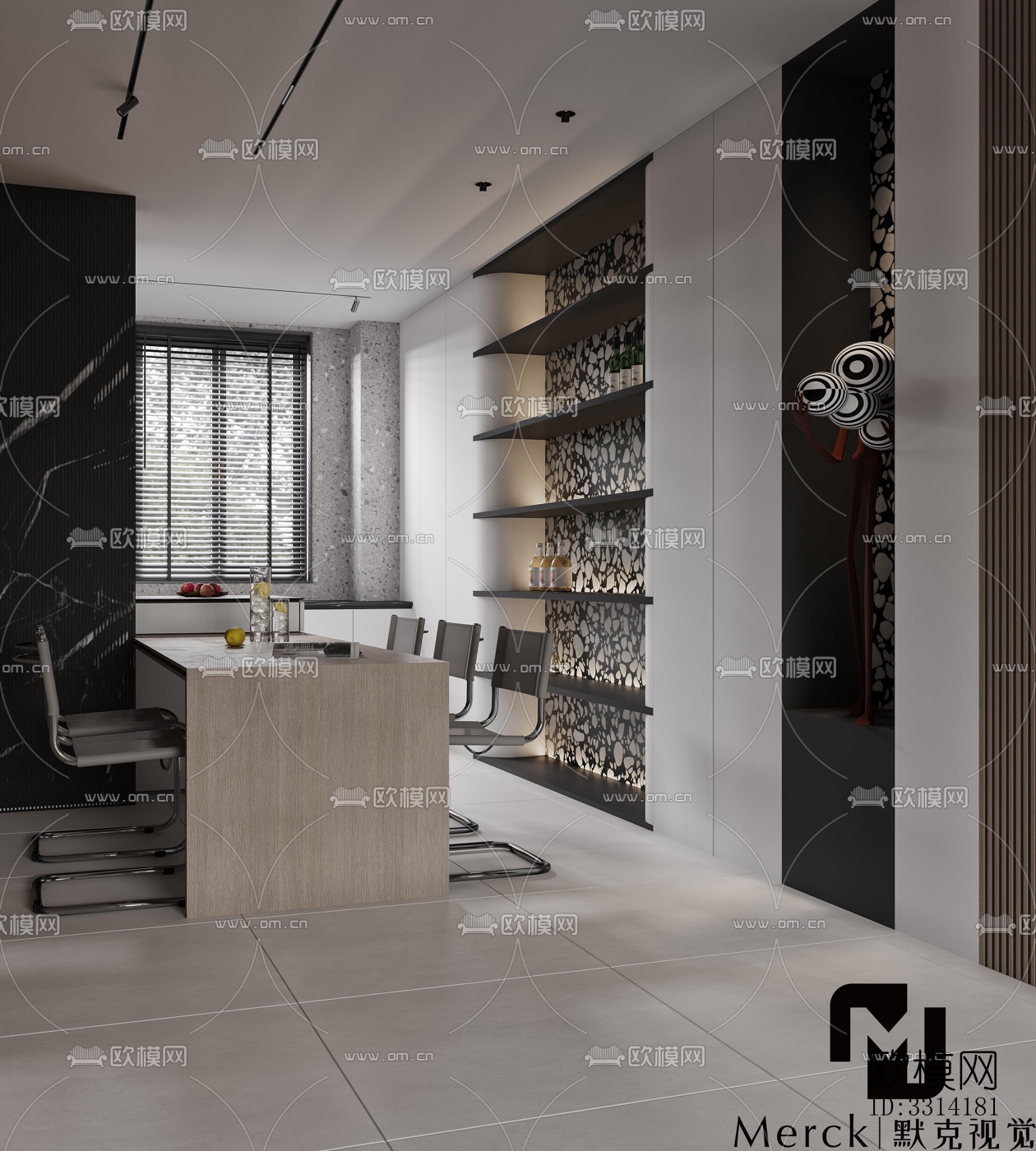 现代客餐厅效果图下载（渲染图8）