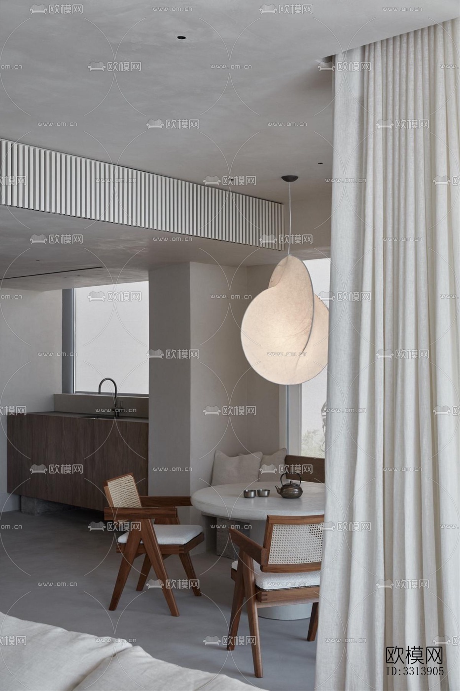 现代客餐厅效果图下载（渲染图1）