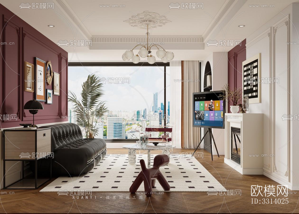 现代客餐厅效果图下载（渲染图4）