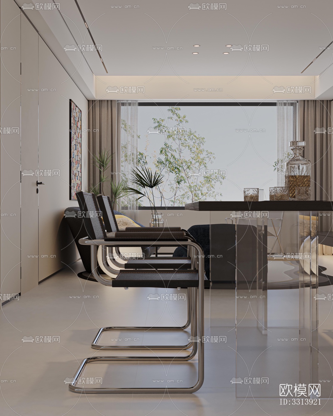 现代客餐厅效果图下载（渲染图3）