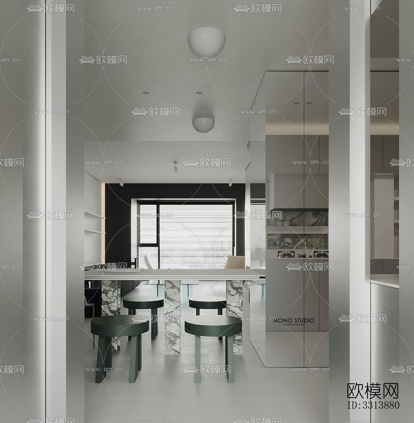 现代客餐厅效果图下载（渲染图3）