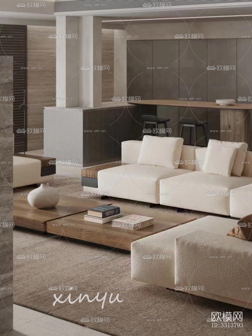 现代客餐厅效果图下载（渲染图6）