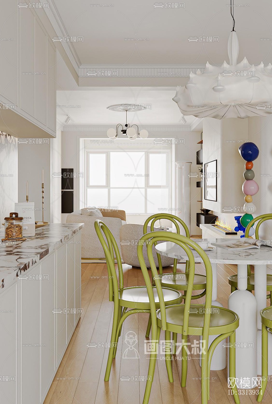 现代客餐厅效果图下载（渲染图3）