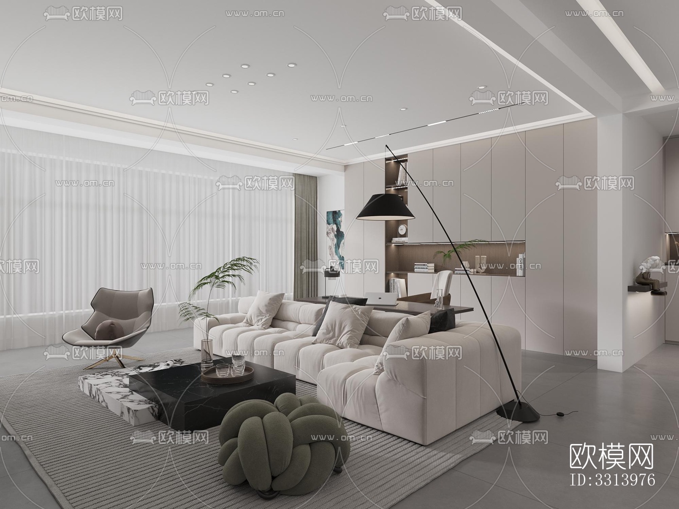 现代客餐厅效果图下载（渲染图6）