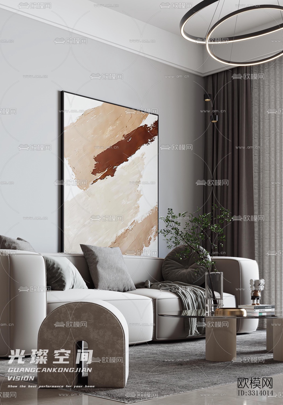 现代客餐厅效果图下载（渲染图3）